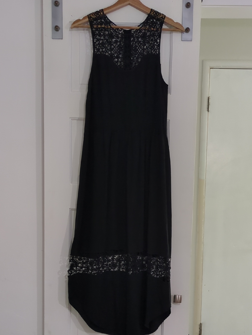 Ulla Johnson Black Lace-Trim High-Low Sleeveless Dress